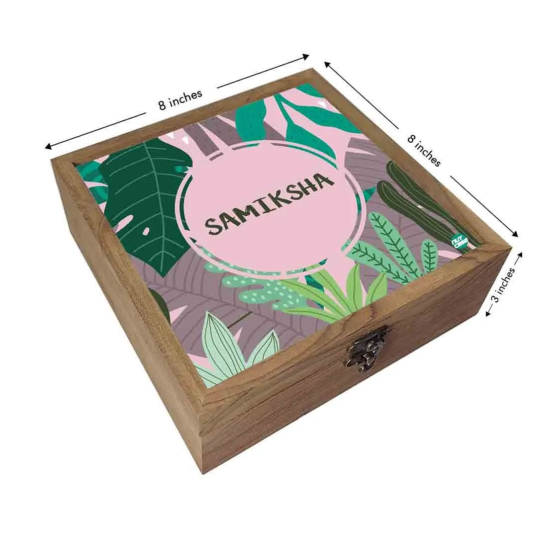 Personalised Wooden Jewelry Box Makeup Organizer - Tropical Vibes