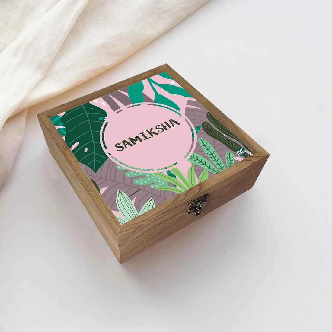 Personalised Wooden Jewelry Box Makeup Organizer - Tropical Vibes