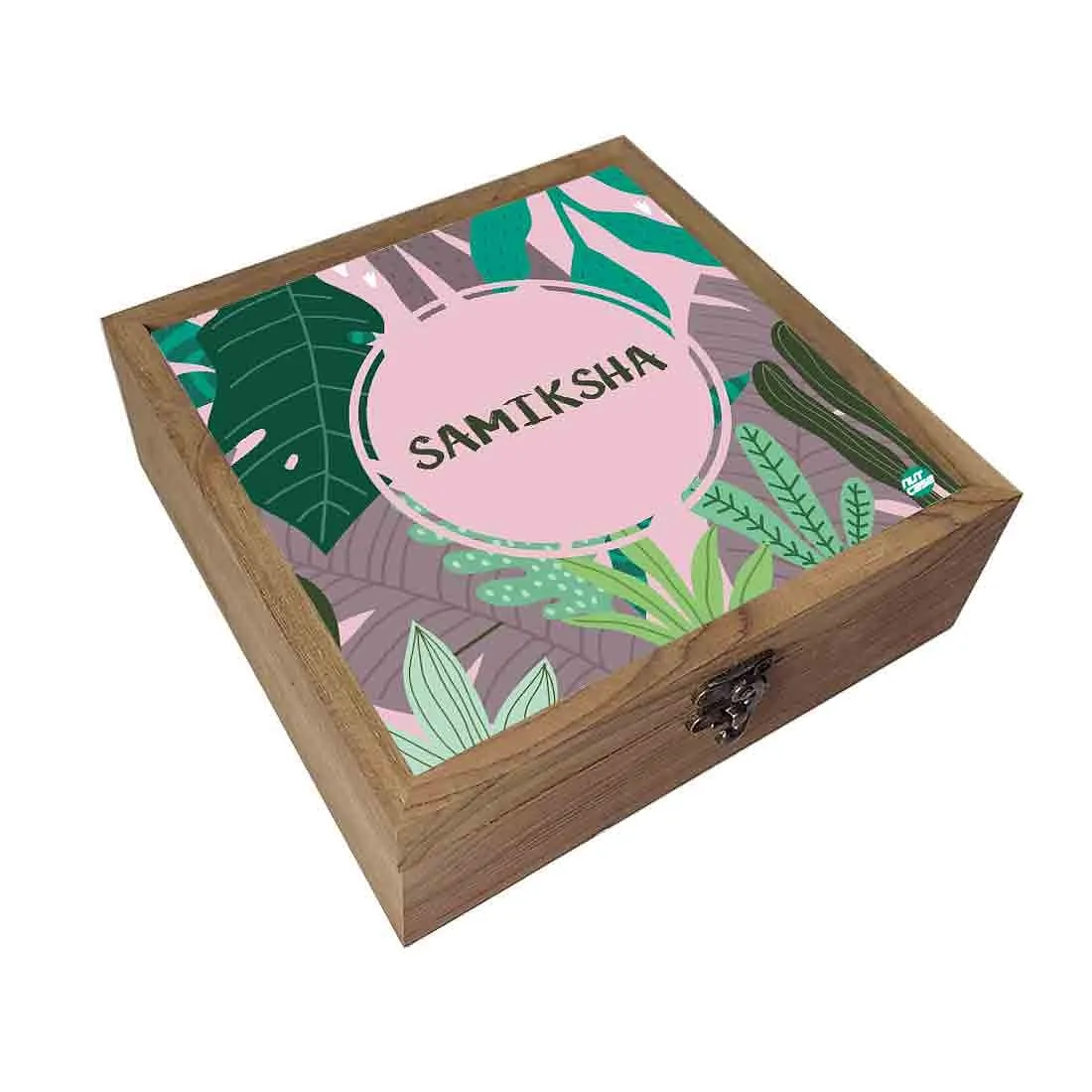 Personalised Wooden Jewelry Box Makeup Organizer - Tropical Vibes