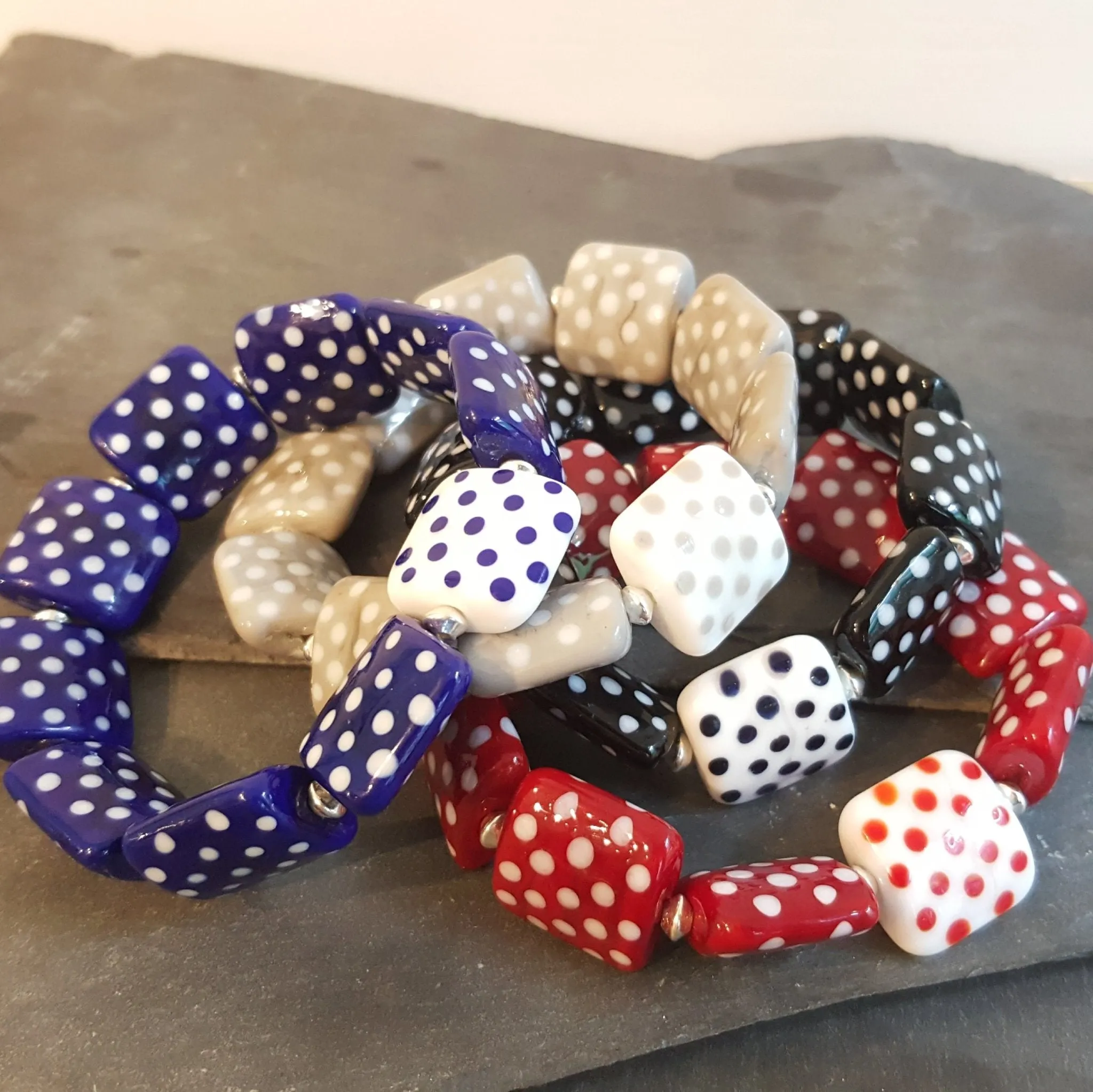 Polka Dotty Stretch Tile Bracelet