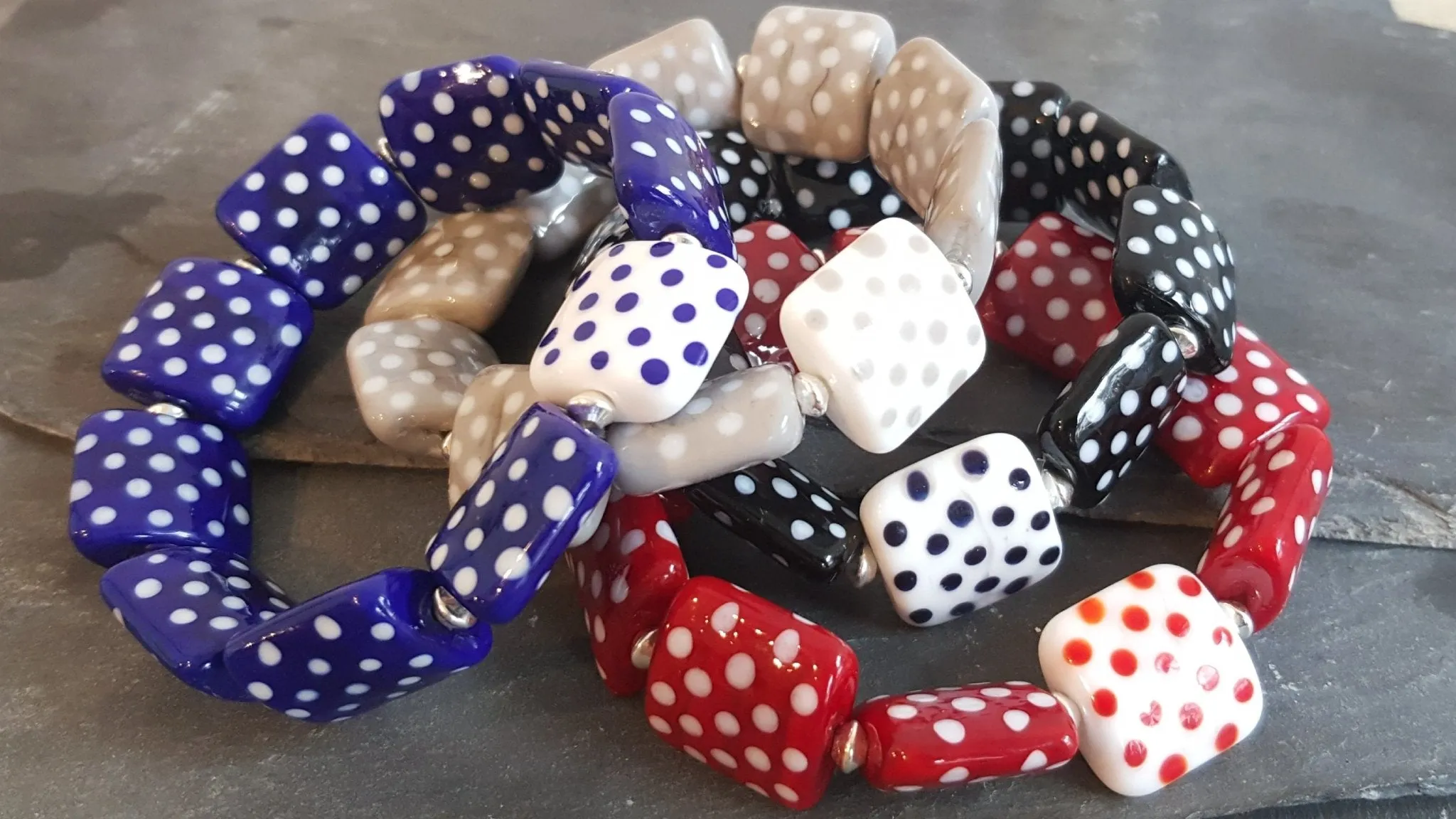 Polka Dotty Stretch Tile Bracelet