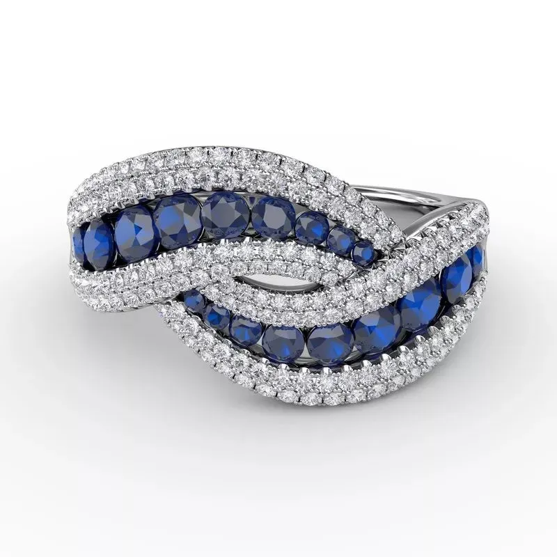 "Intertwining Love" Sapphire and Diamond Ring