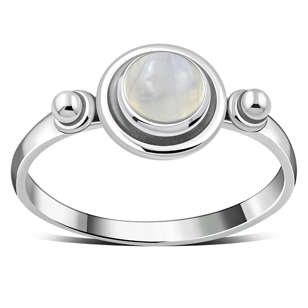 Rainbow Moonstone Silver Ring