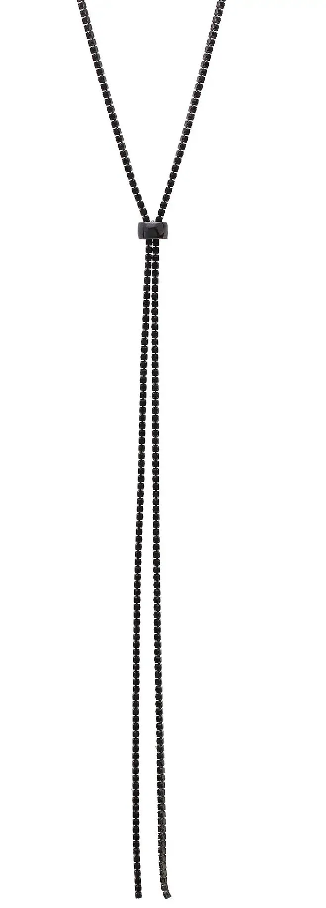 Rhinestone Lariat Necklace in Black