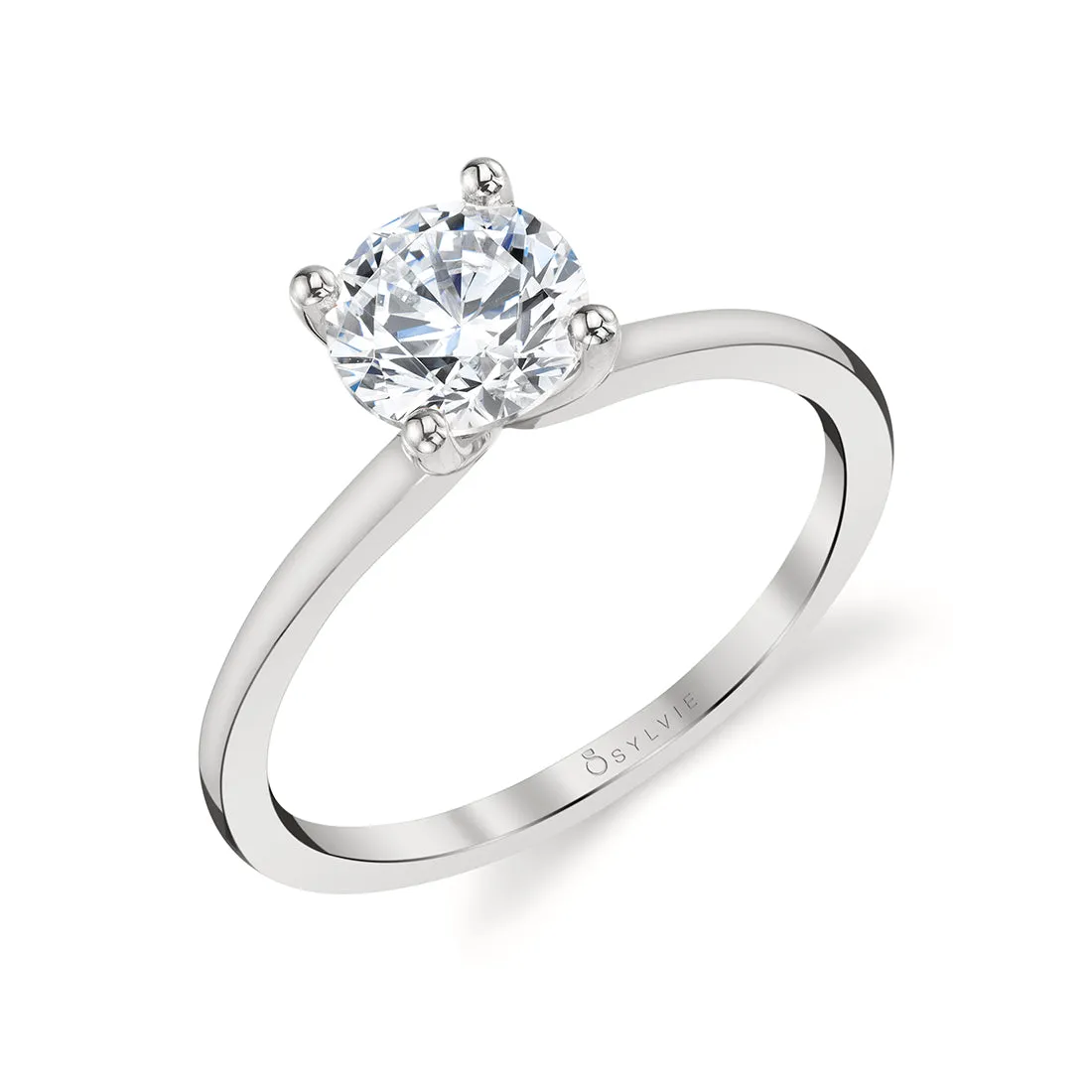 Round Cut Solitaire Engagement Ring - Amelia Platinum White