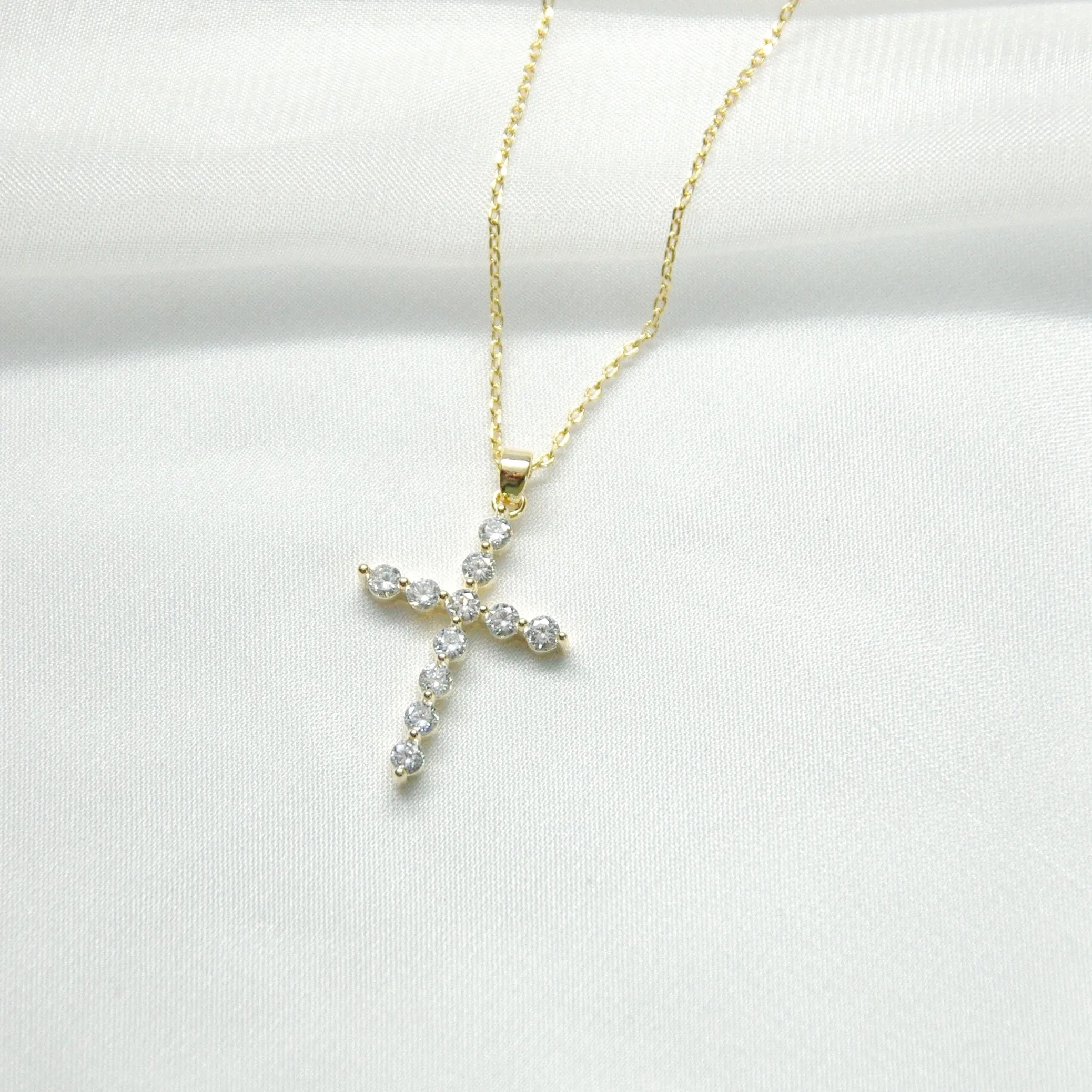 Round CZ Stone Cross