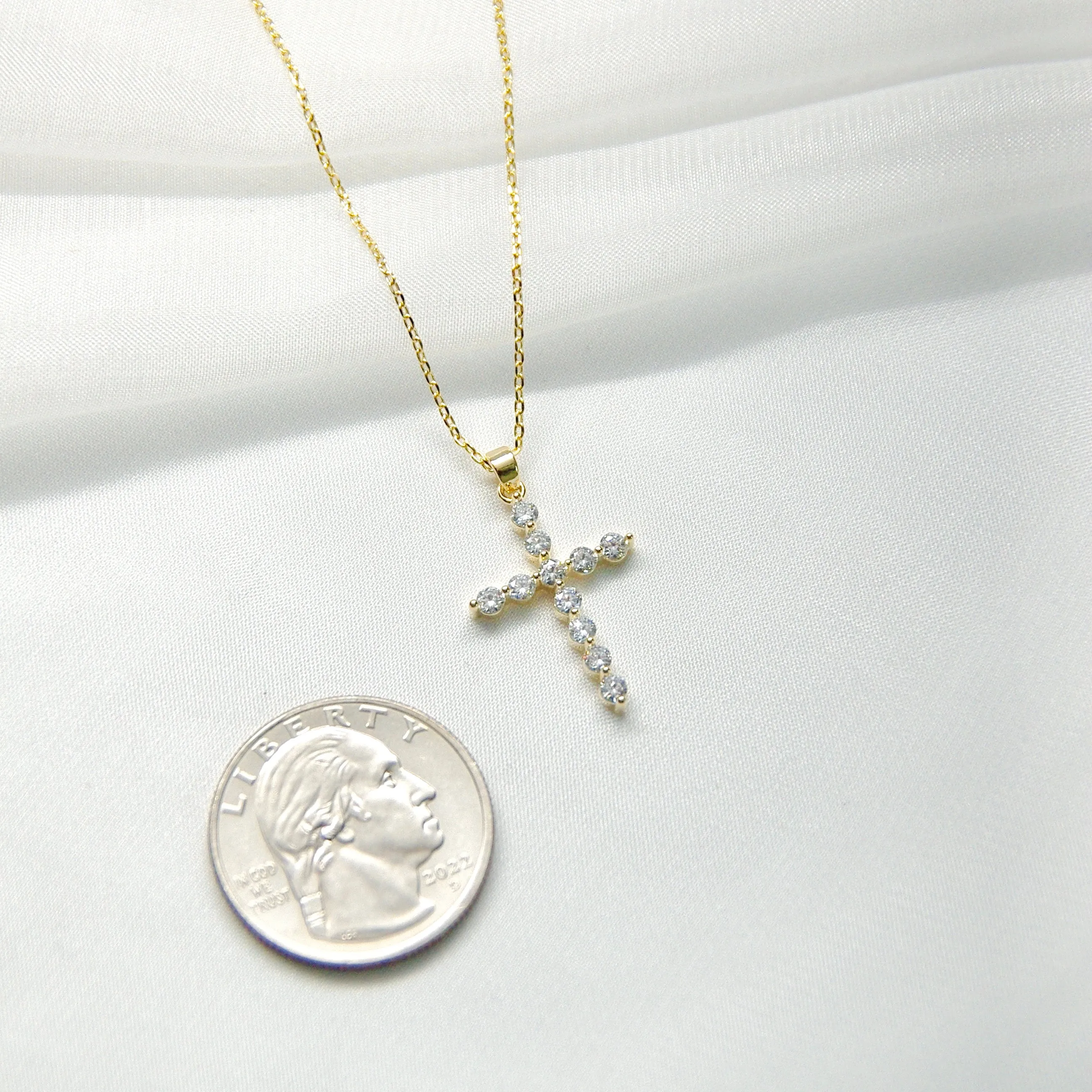 Round CZ Stone Cross