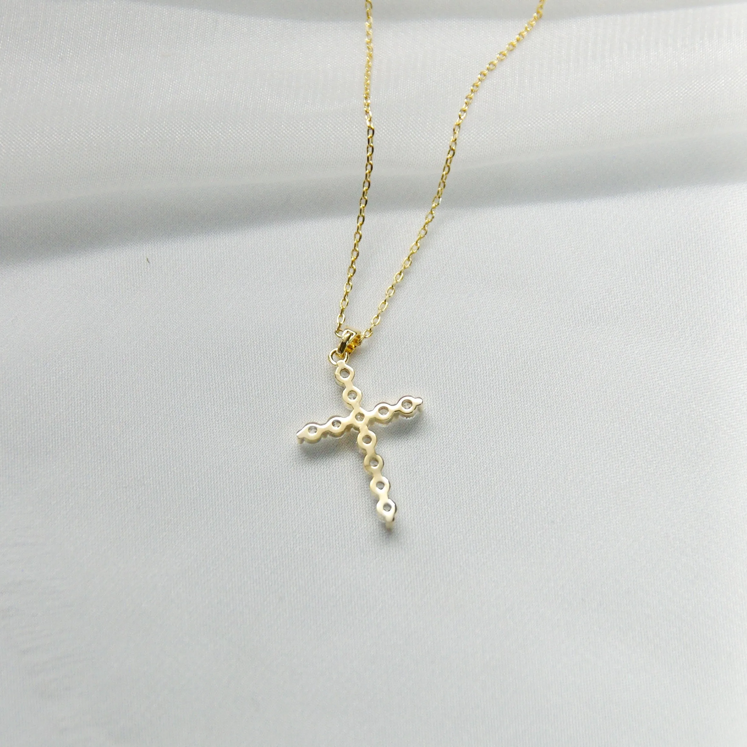 Round CZ Stone Cross