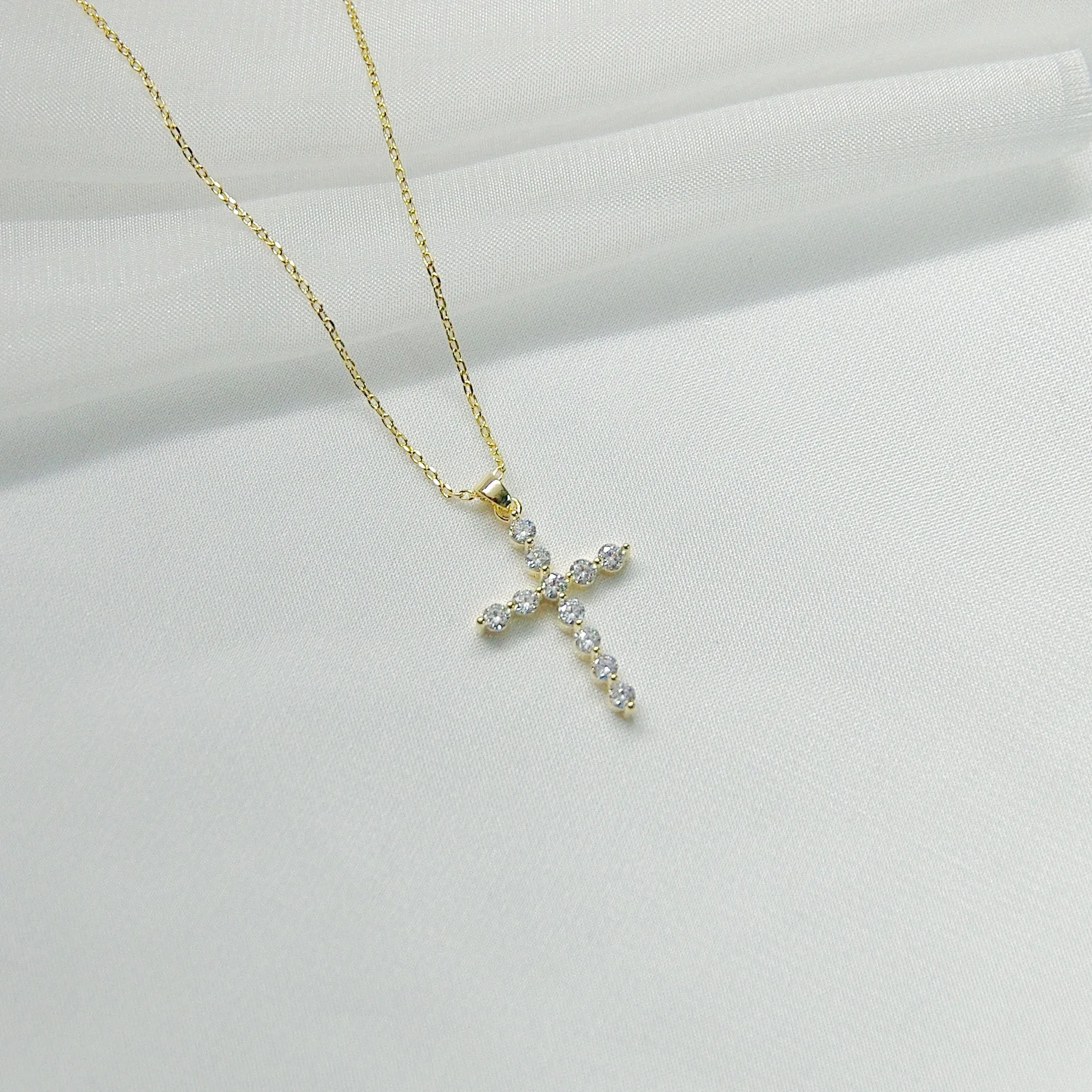 Round CZ Stone Cross