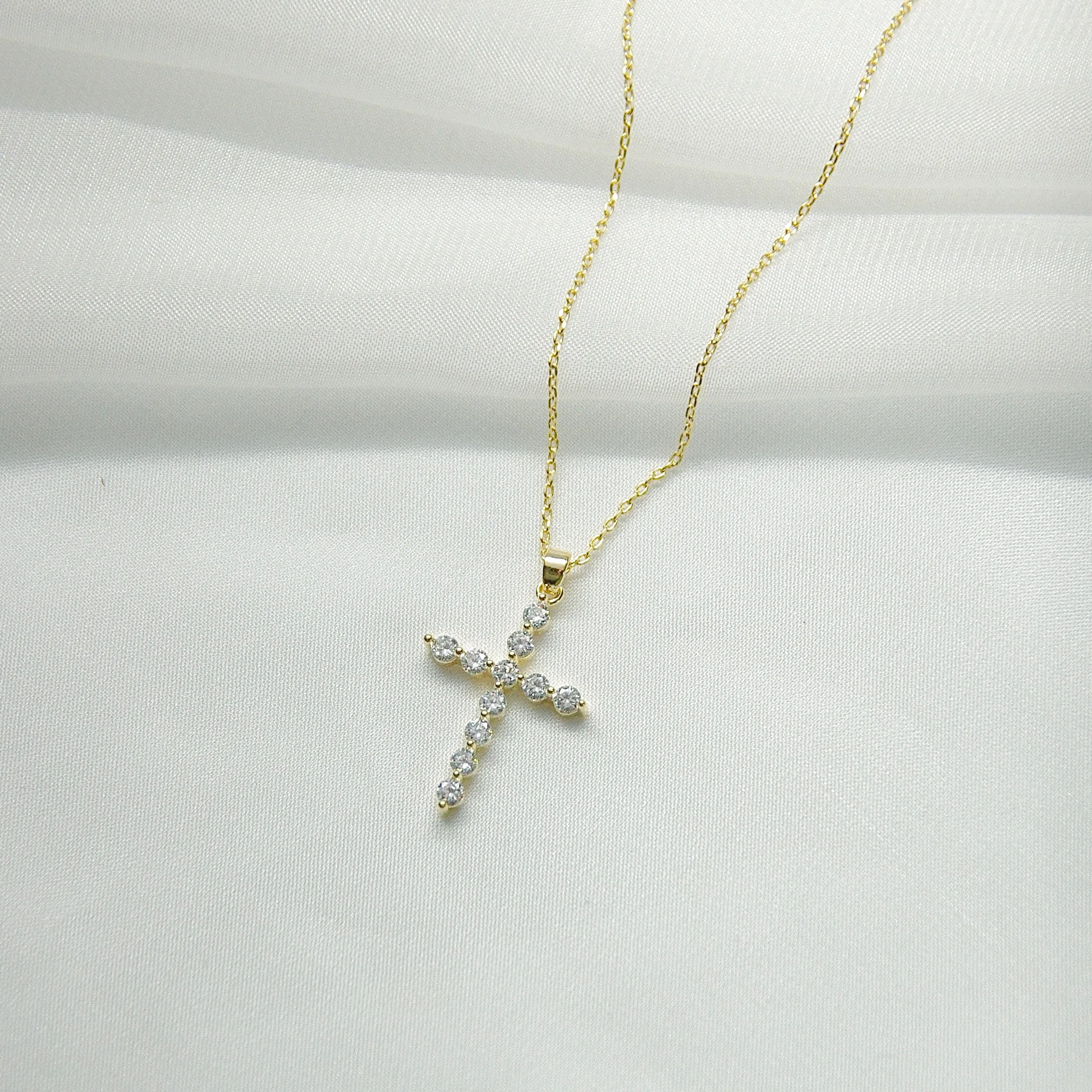 Round CZ Stone Cross