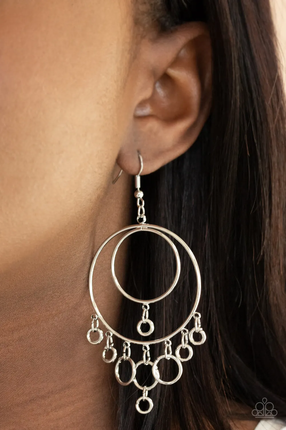 Roundabout Radiance - Silver Paparazzi Earrings