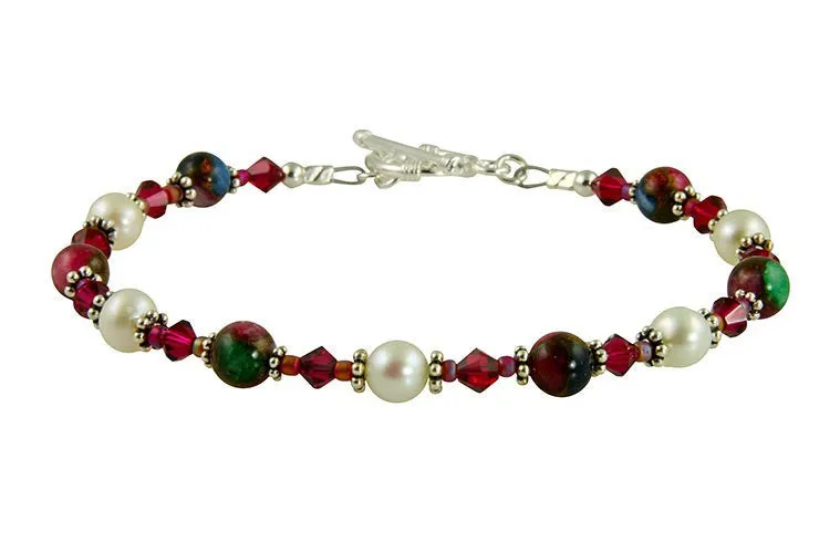 Ruby Quartz Pearl Handmade Bracelet