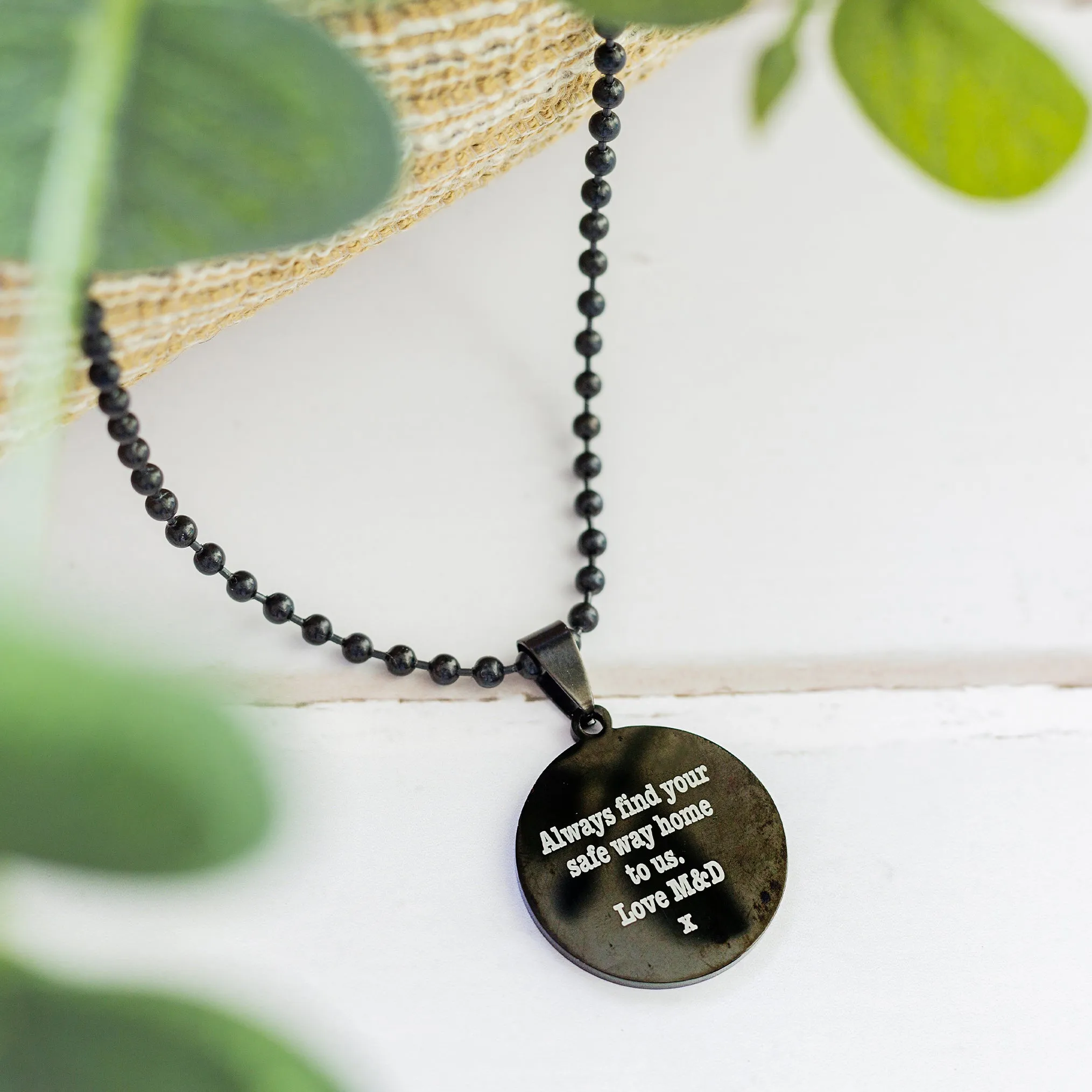 Saint Christopher Personalised Black Steel Pendant