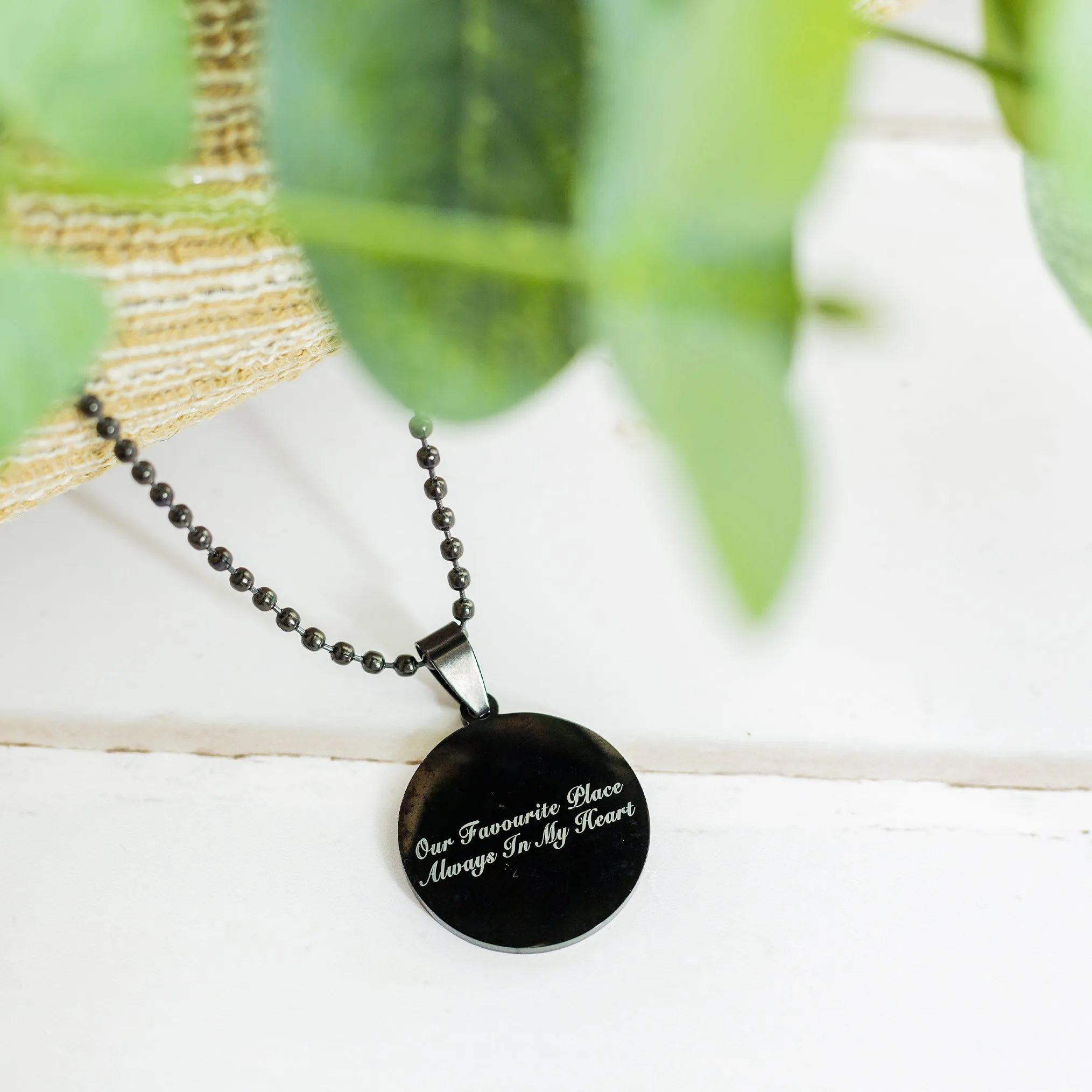 Saint Christopher Personalised Black Steel Pendant