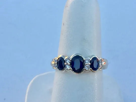 Sapphire And Diamond 14 K Yellow Gold Ring