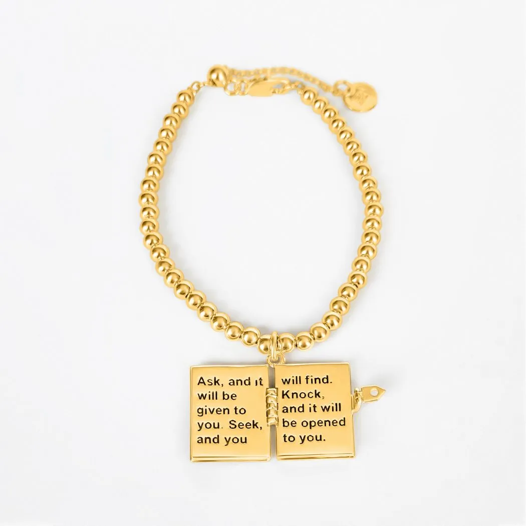 Secret Scriptures Bracelet: Seek - Gold