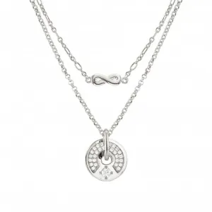 Sentimental Silver Cubic Zirconia Round Necklace 149203/017