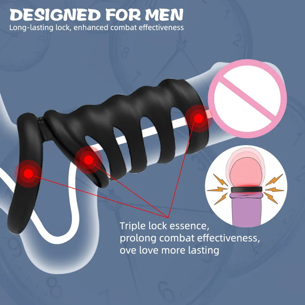 Silicone Cock Ring Male Sex Toys - Six Penis Rings Delay Ejaculation Trainer