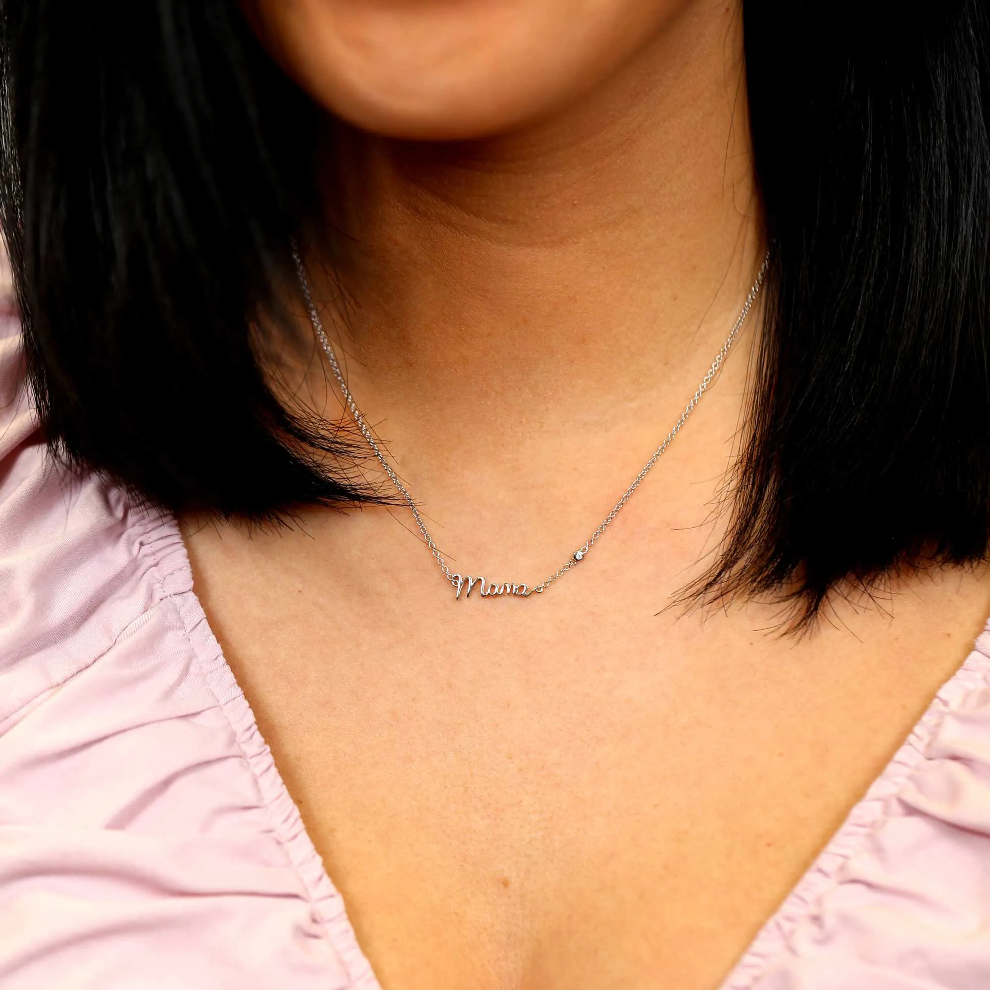 Silver Mama Diamond Necklace