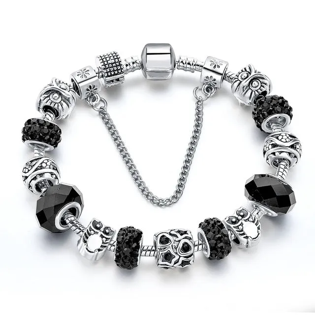 Silver Plated Handmade Charm Bracelets For Women Owl Star Charm Bracelets & Bangles Girl Pulseras SBR160084