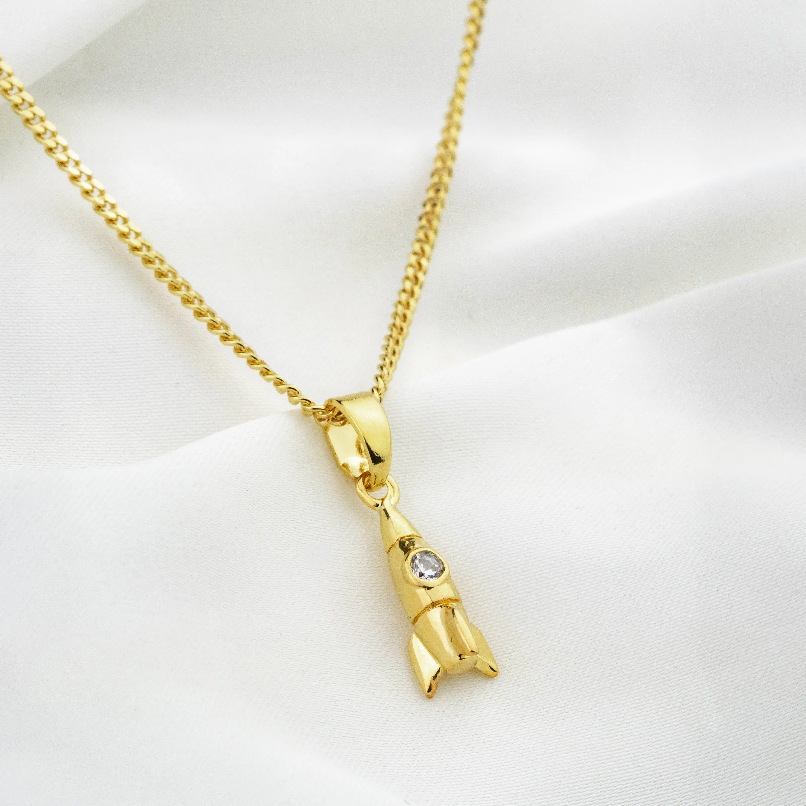 Sparkly Rocketship Necklace