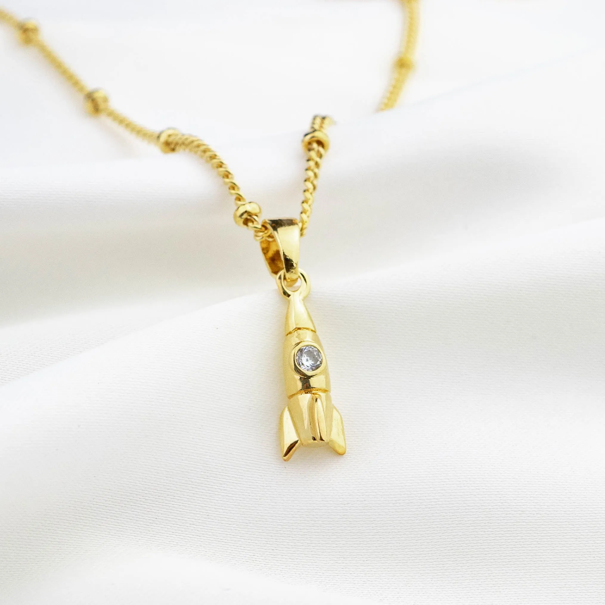 Sparkly Rocketship Necklace