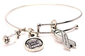 Spina Bifida Awareness Ribbon Bangle Bracelet