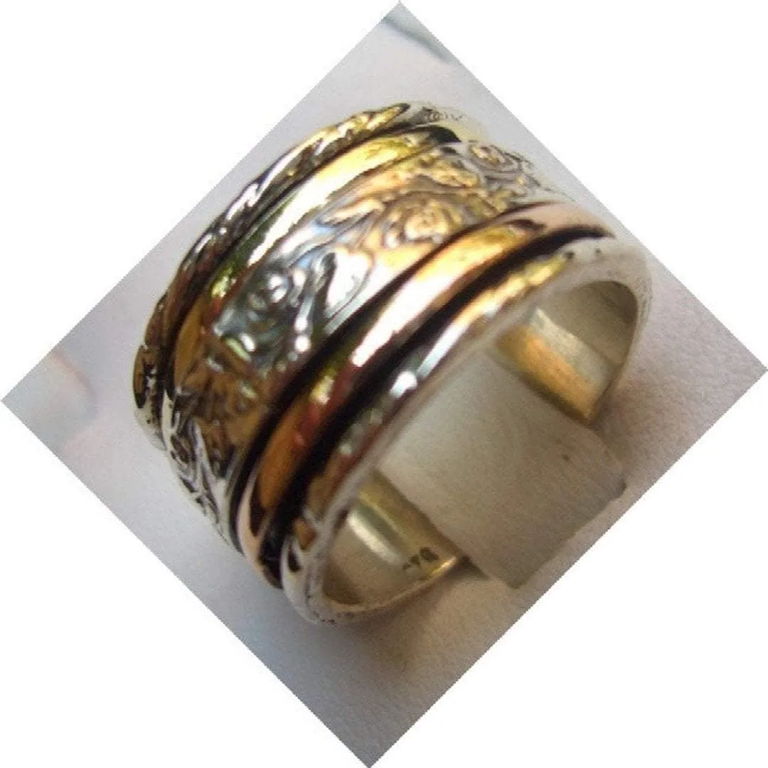 Spinner ring silver gold designer jewelry Israeli rings " Meditation rings"