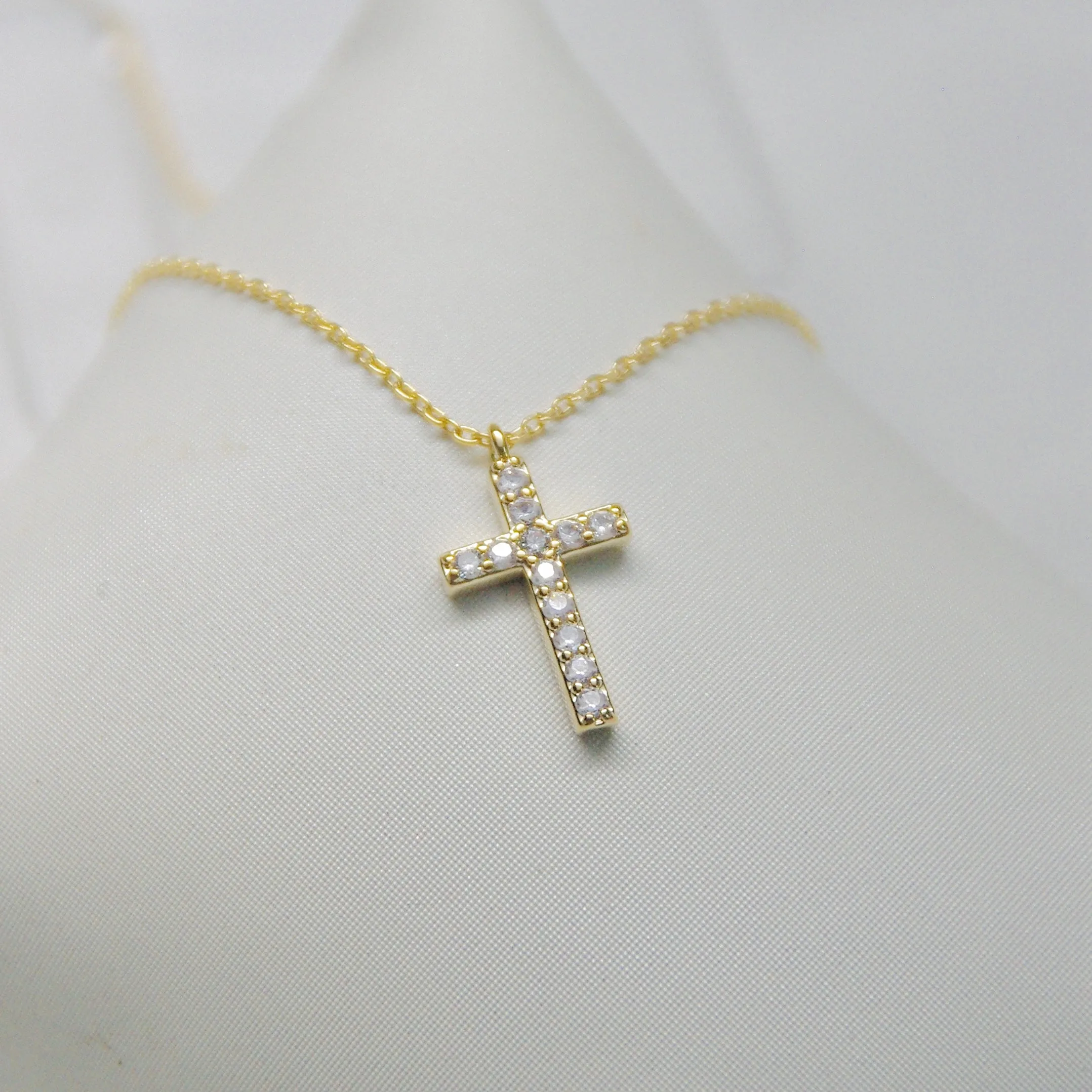 Square CZ Stone Cross Necklace