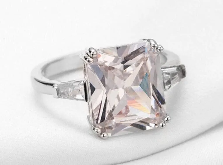 Square Diamond Silver Ring