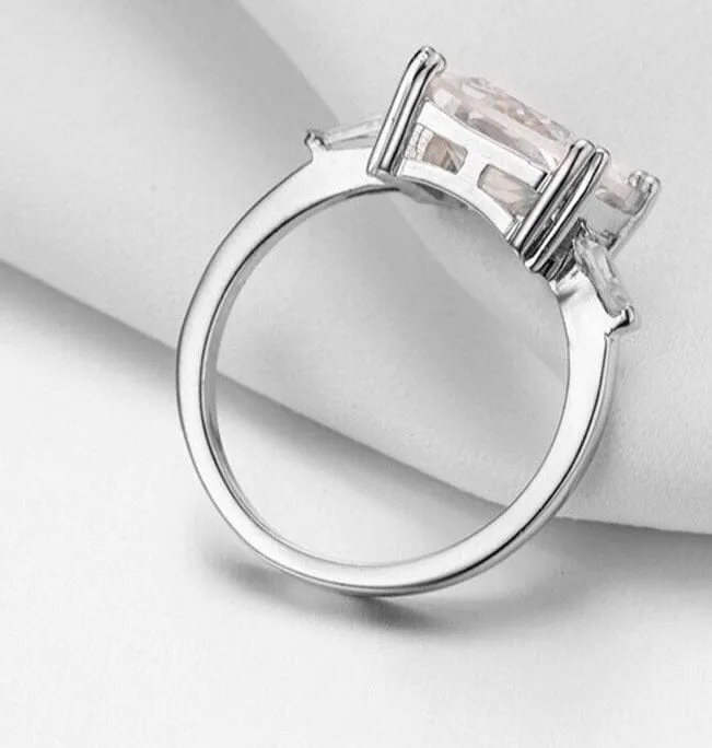 Square Diamond Silver Ring