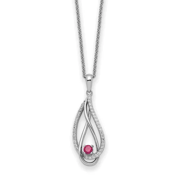 Sterling Silver Always in my Heart Birthstone 18" Necklace