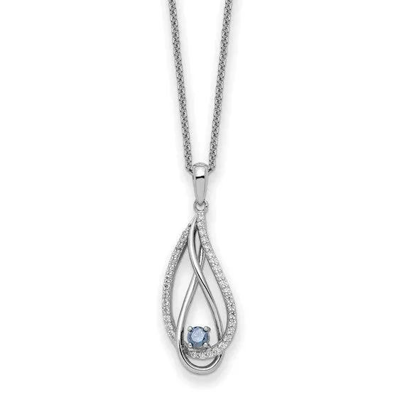 Sterling Silver Always in my Heart Birthstone 18" Necklace