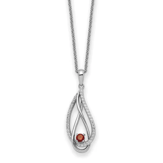 Sterling Silver Always in my Heart Birthstone 18" Necklace