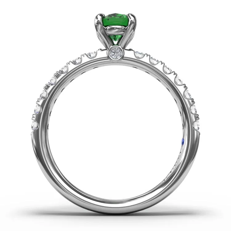 Striking Solitaire Emerald And Diamond Ring