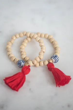 The Elliotborough Tassel Bracelet In Red