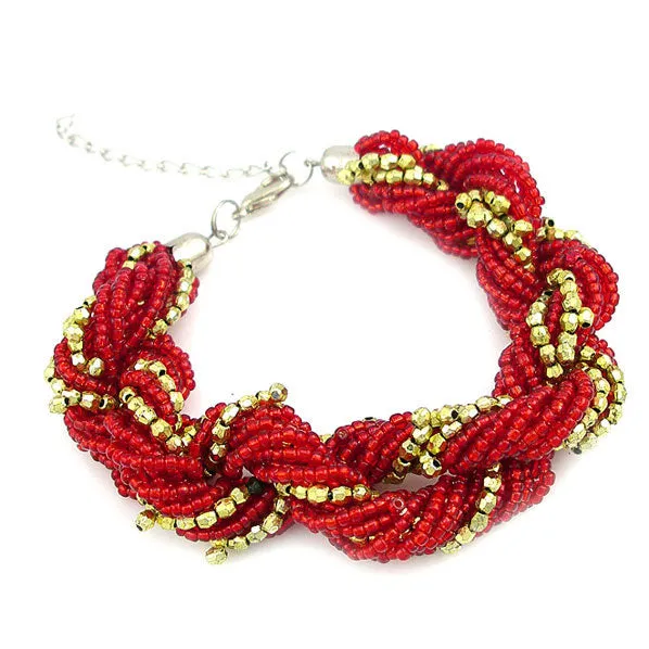 Tibetan Style Handmade Beaded 18-strand Twist Bracelet