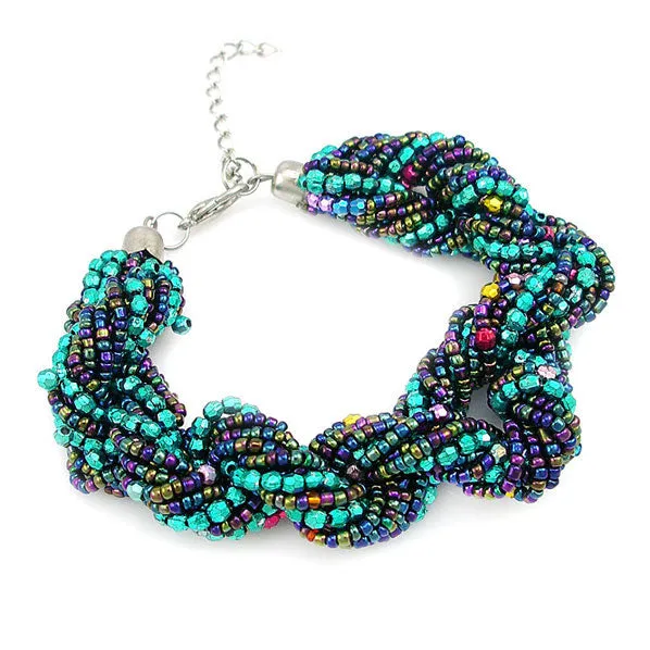 Tibetan Style Handmade Beaded 18-strand Twist Bracelet