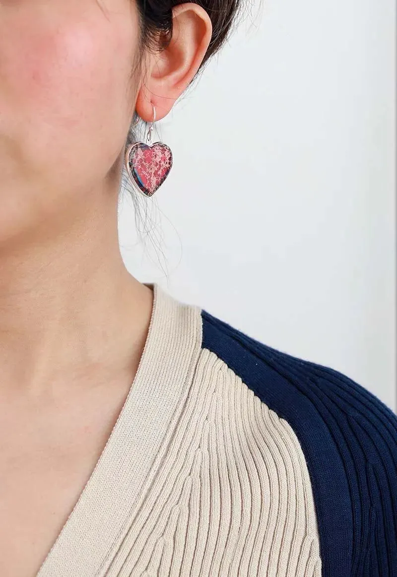 Timeless Jaspers Heart Shape Earrings