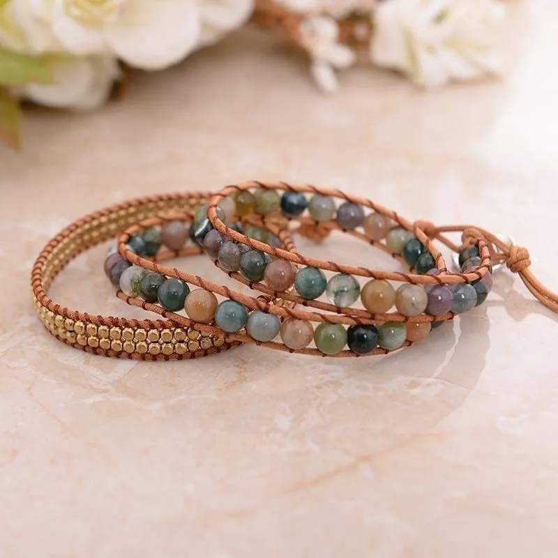 Triple Leather Wrap Bracelet