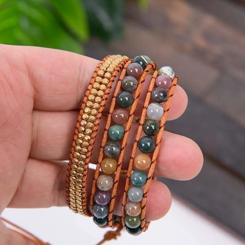 Triple Leather Wrap Bracelet