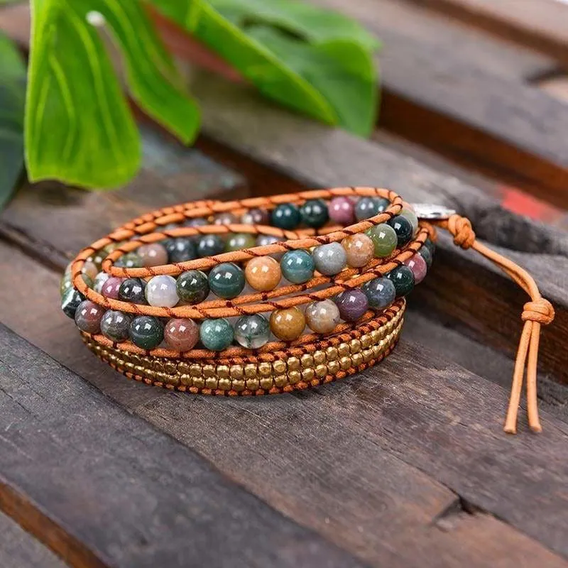 Triple Leather Wrap Bracelet