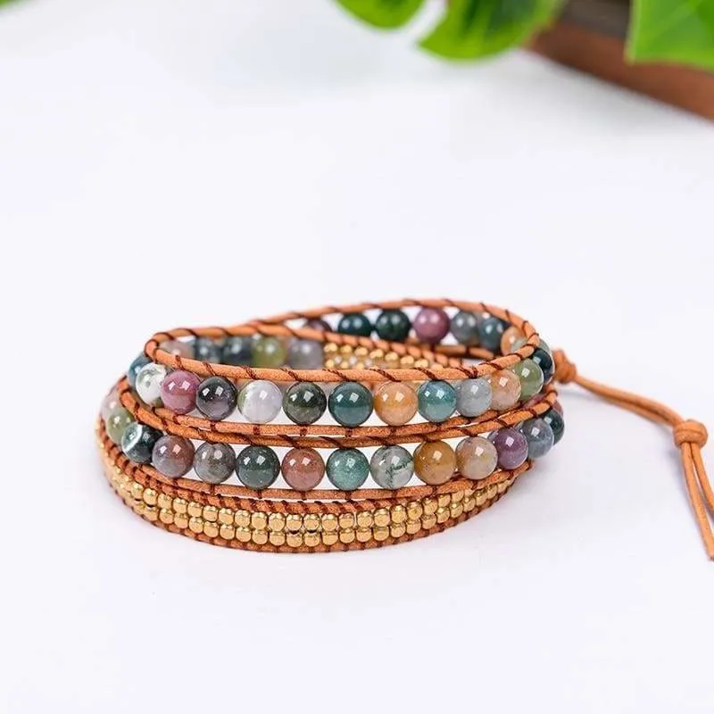 Triple Leather Wrap Bracelet