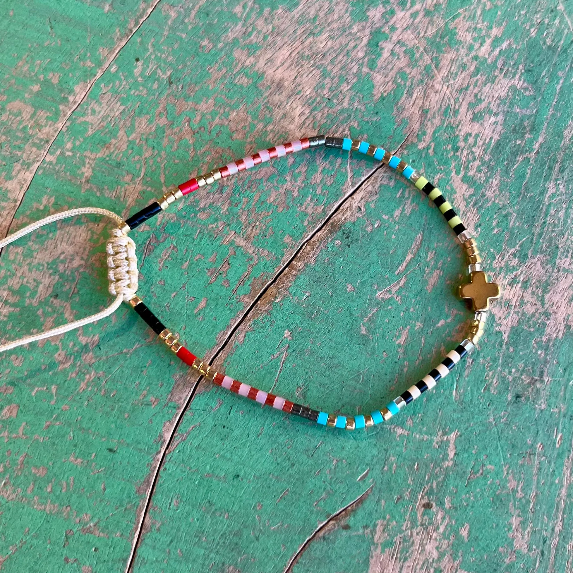 Vibrant Rice Bead Adjustable Bracelet