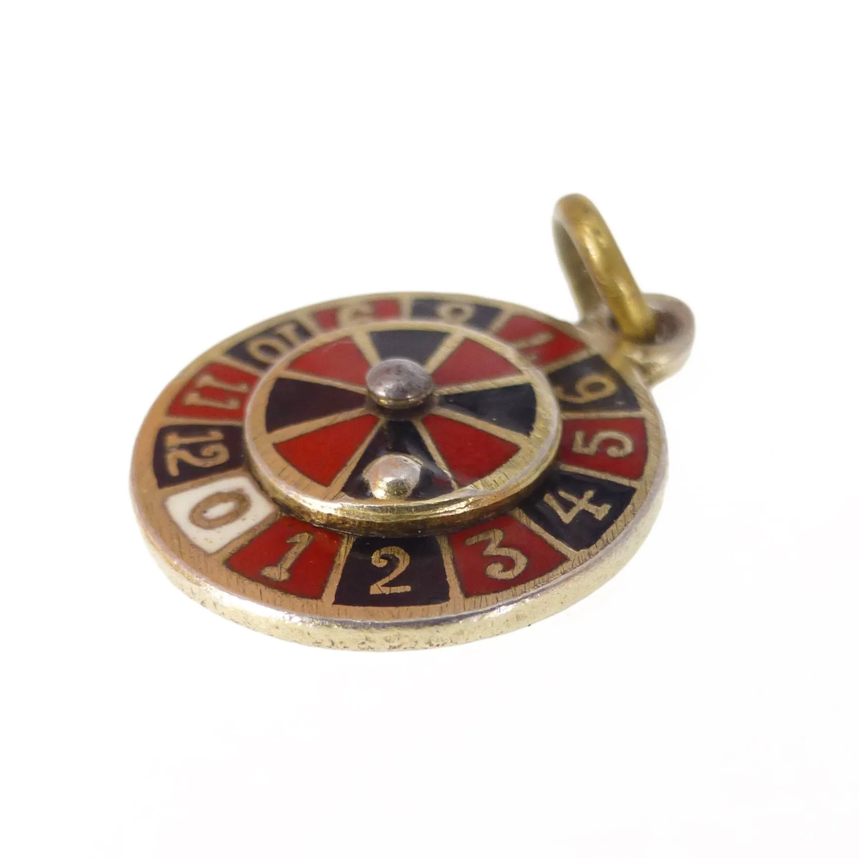 Vintage Silver Gilt Enamel Spinning Roulette Charm