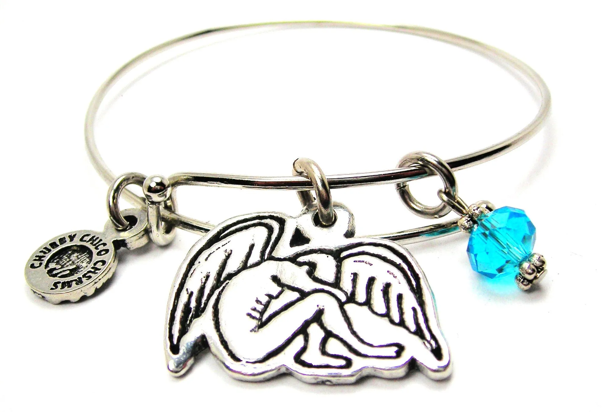 Weeping Male Angel Bangle Bracelet